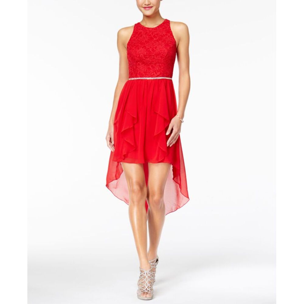 City Studios Juniors Lace High Low Dress